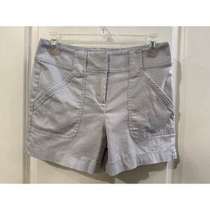 White House Black Market Womens Light Grey Utility Patch Pocket Shorts Size 2